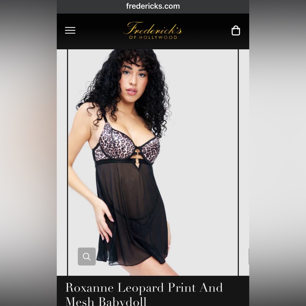 Frederick’s of Hollywood Leopard Mesh Babydoll NWT